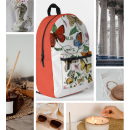 Mochila Impresa Bloque de color Mariposas Pink- Rojo
