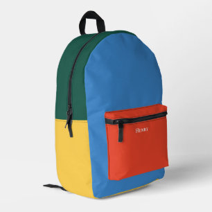 Mochila Impresa Bloque de color personalizado con nombre