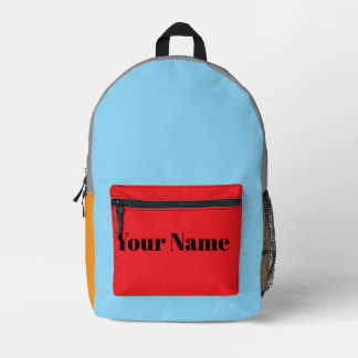 Mochila Impresa Bloque de color retro con nombre personalizado