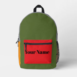 Mochila Impresa Bloque de color retro nombre personalizado