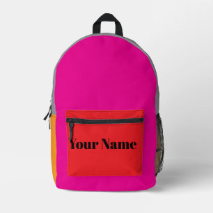 Mochila Impresa Bloque de color retro nombre personalizado
