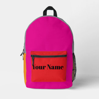 Mochila Impresa Bloque de color retro nombre personalizado