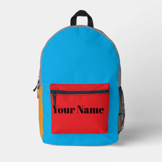 Mochila Impresa Bloque de color retro nombre personalizado