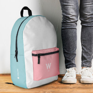 Mochila Impresa Bloque de color rosa cielo azul pastel elegante
