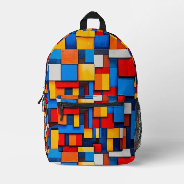 Mochila Impresa Bloques abstractos coloridos (Anverso)