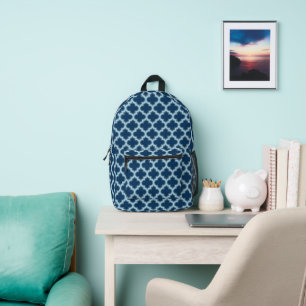 Mochila Impresa Blue and Baby Blue Trellis, Lattice, Quatrefoil