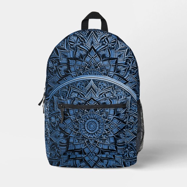 Mochila Impresa Blue Artistic Mandala Backpack (Anverso)