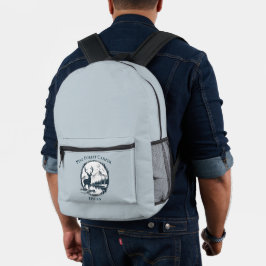Mochila Impresa Blue Deer Woods & Mountains Personalizado Texto y 