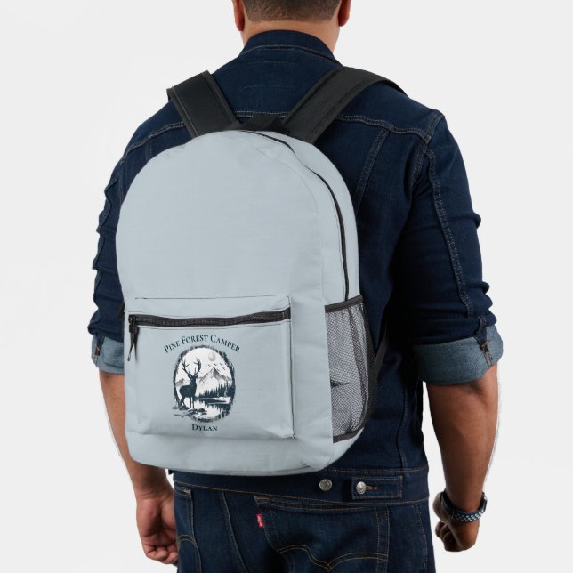 Mochila Impresa Blue Deer Woods & Mountains Personalizado Texto y  (Insitu (Modelo))