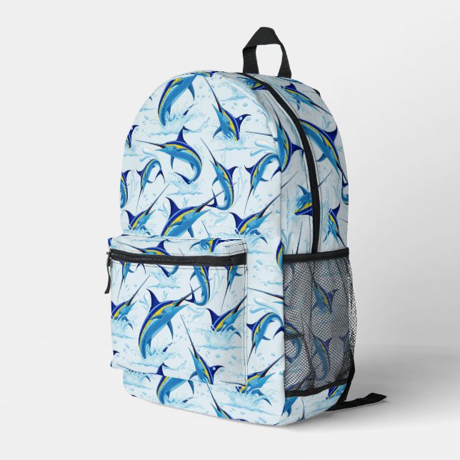 Mochila Impresa Blue Marlin Jumping out of Ocean (Esquina derecha trasera )
