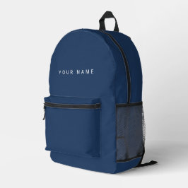 Mochila Impresa Blue Minimalista Modern Custom Name, Text, Photo