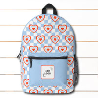 Blue White Check Red Heart Pattern Corporate