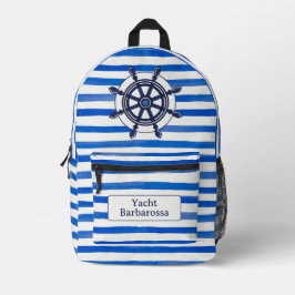 Mochila Impresa Blue White Stripes, Helm, Boat Name