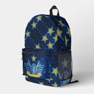 Mochila Impresa Blue & Yellow Gold Glitter Football Fan Sport Team