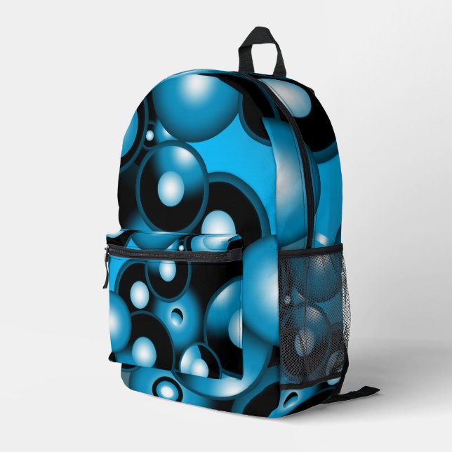 Mochila Impresa Blues Círculo concéntrico Arte abstracto orbital (Esquina derecha trasera )