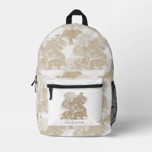 Mochila Impresa Boho Beige Jungle Animals Chinoiserie Boy Chica