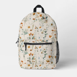 Mochila Impresa Boho de flores silvestres acuáticas