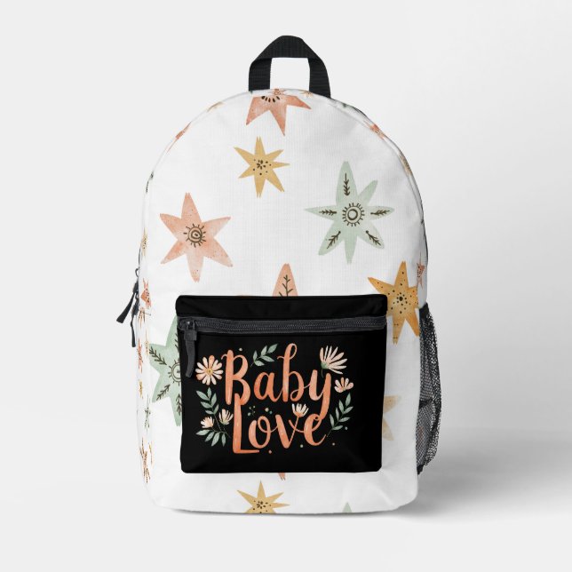 Mochila Impresa Boho del amor del bebé (Anverso)