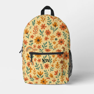 Mochila Impresa Boho Floral Iniciales Personalizadas