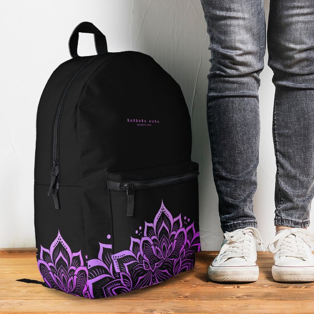 Mochila Impresa Boho moderno Mandala Espiritual Purple Yoga (Modern Boho Mandala Spiritual Purple Yoga Printed Backpack
)