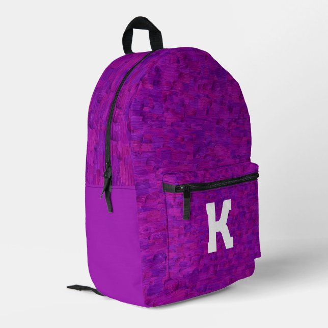 Mochila Impresa Boho Rustic Textured Wood morado personalizado (Esquina izquierda trasera)