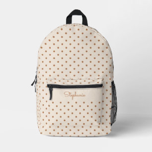Mochila Impresa Boho Simple Moderno Neutro Lunares Beige Nombre