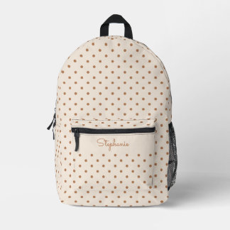Mochila Impresa Boho Simple Moderno Neutro Lunares Beige Nombre