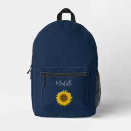 Mochila Impresa Boho Sunflower elegida Marina personalizada Azul