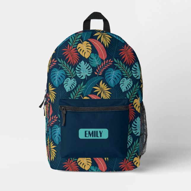 Mochila Impresa Boho Tropical Leaves Backpack (Anverso)