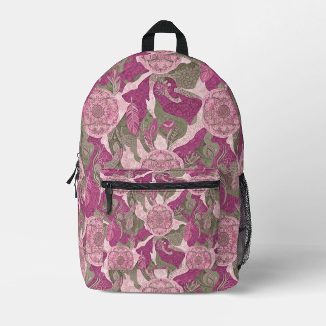 Mochila Impresa Boho Vibrant Pink Camo (Anverso)