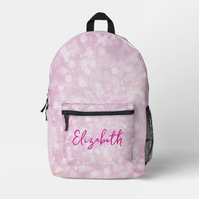 Mochila Impresa Bokeh Rosa de Moda  (Anverso)