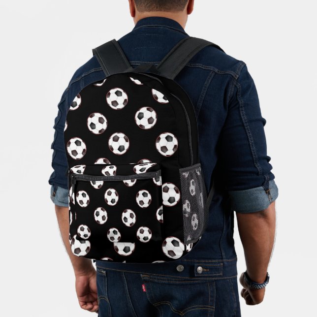 Mochila Impresa Bolas de fútbol en negro (Insitu (Modelo))