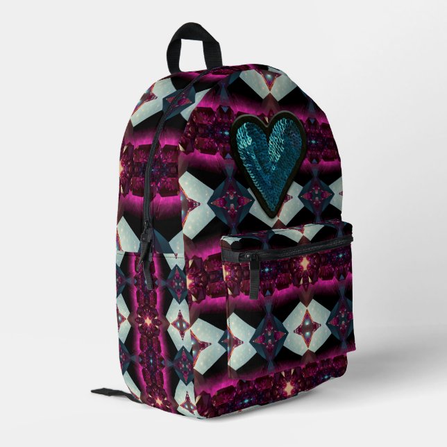 Mochila Impresa Bold Hot Pink Magenta Abstract Geometric Pattern  (Esquina izquierda trasera)