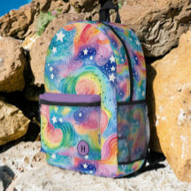 Bonito acuarela Galaxia Arcoiris Monograma