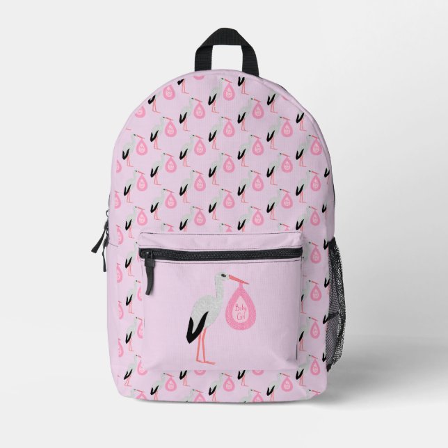 Mochila Impresa Bonito Bebé Rosa Stork (Anverso)