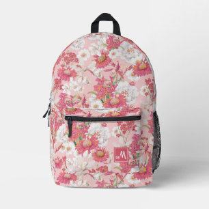 Mochila Impresa Bonito Colorido Patrón floral Personalizado rosa C