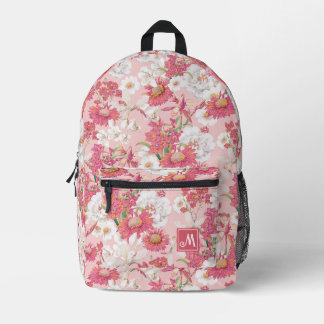 Mochila Impresa Bonito Colorido Patrón floral Personalizado rosa C
