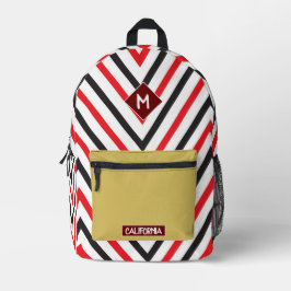 Mochila Impresa Bonito elegante monograma Zigzag Chevron blanco ro