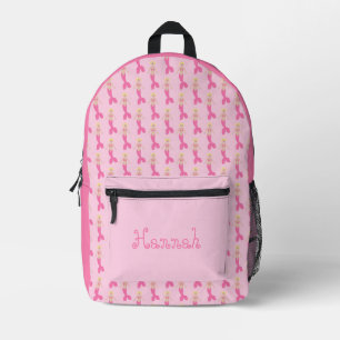 Mochila Impresa Bonito Fantasía Rosa Mermaid Nombre personalizado
