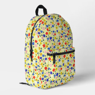 Mochila Impresa Bonito Floral Delicado y Mono en Amarillo Pastel