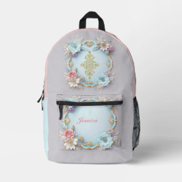 Mochila Impresa Bonito Floral Vintage Monogramada