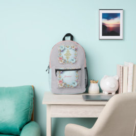 Mochila Impresa Bonito Floral Vintage Monogramada
