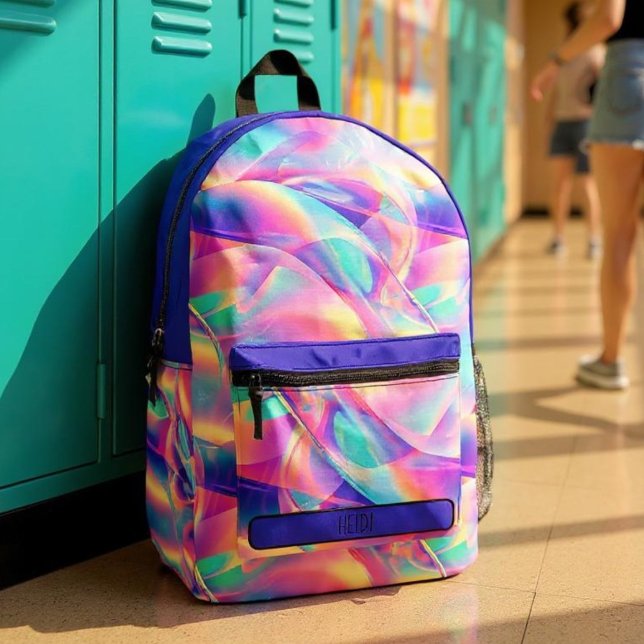 Mochila Impresa Bonito Pastel Holográfico Arcoiris Metálico (Subido por el creador)