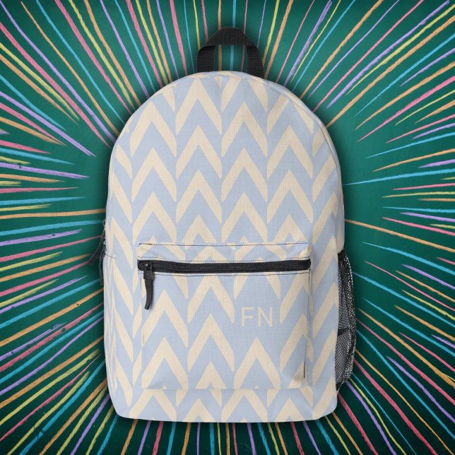 Mochila Impresa Bonito Pastel Purple Chevron Monograma Iniciales (Subido por el creador)