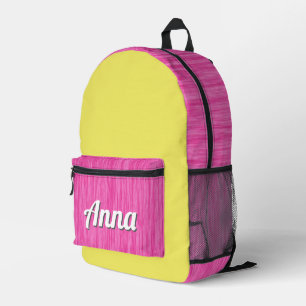 Mochila Impresa Bonito personalizada con estampado rosado en una c
