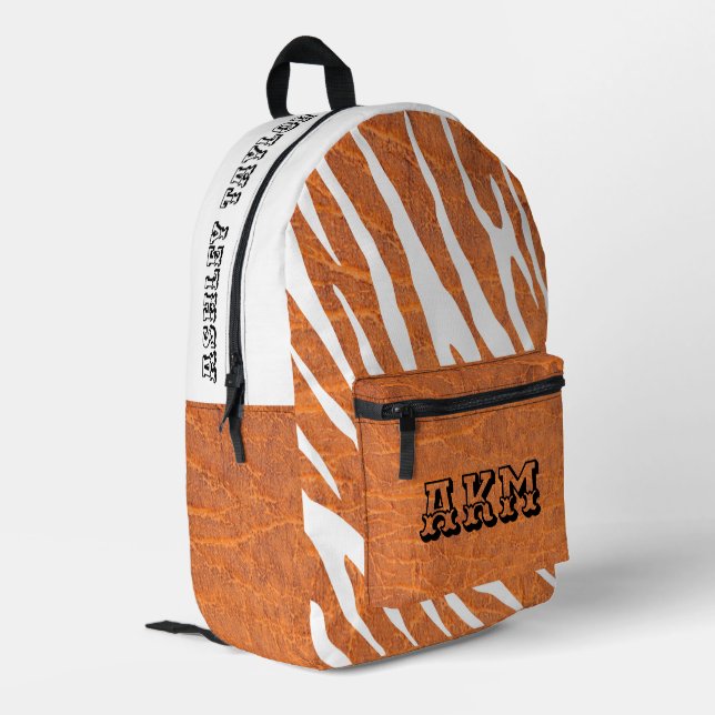 Mochila Impresa Bonito personalizado y Naranja único de cuero y ce (Esquina izquierda trasera)