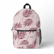 Bonito Rosa Patrón de permiso rosa Monograma Inici