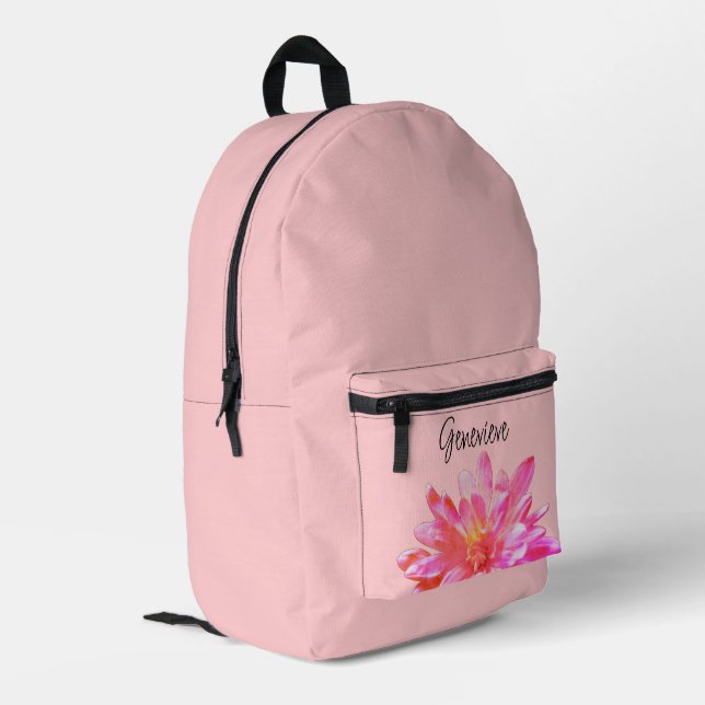 Mochila Impresa Bonito rosado naranja rosa floral (Esquina izquierda trasera)