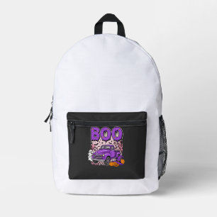 Mochila Impresa Boo Halloween Camión Purpura Fantasma y Diseño de