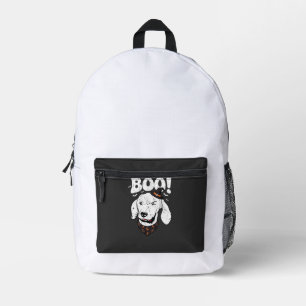 Mochila Impresa Boo Halloween Perro Bruja Sombrero Murciélagos